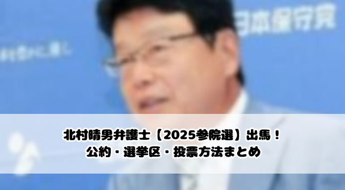 北村晴男弁護士【2025参院選】出馬！公約・選挙区・投票方法まとめ